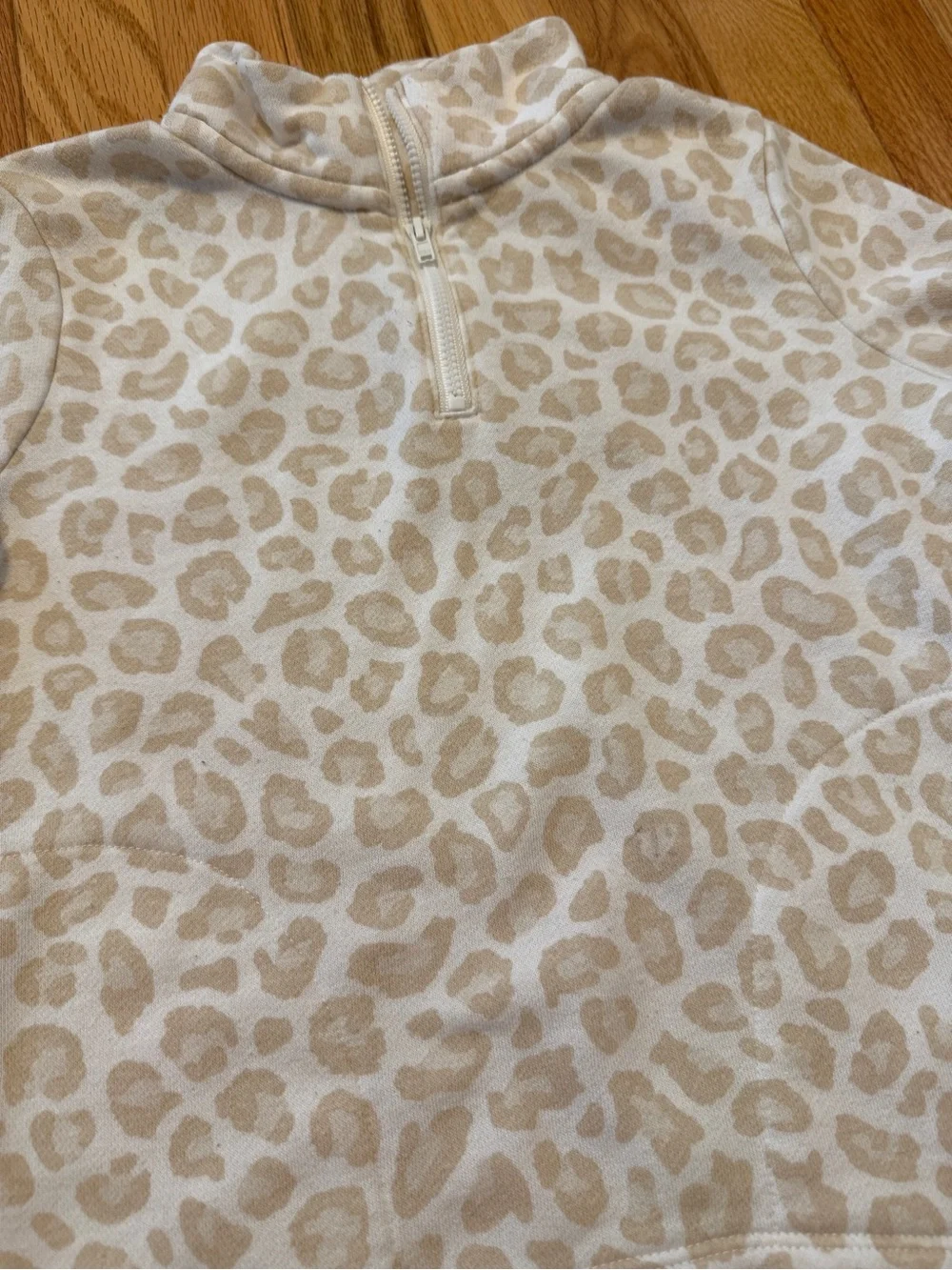 Old Navy Cream Leopard-Print Half-Zip Pullover